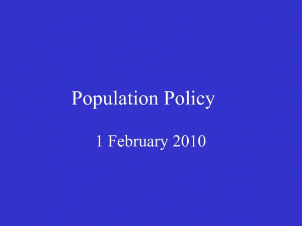 Population Policy