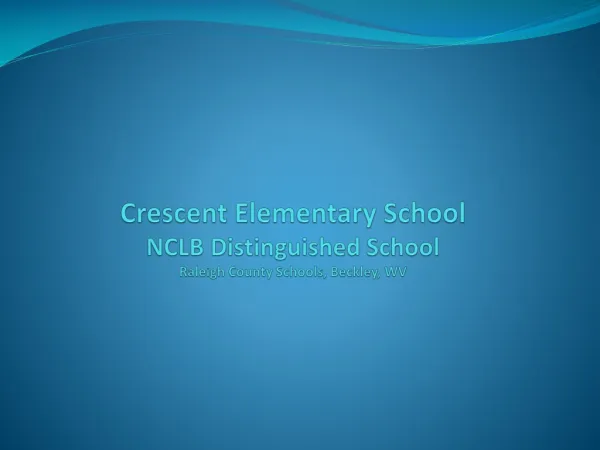 Crescent Elementary School NCLB Distinguished School Raleigh County Schools, Beckley, WV