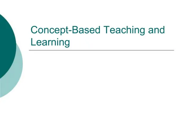Concept-Based Teaching and Learning