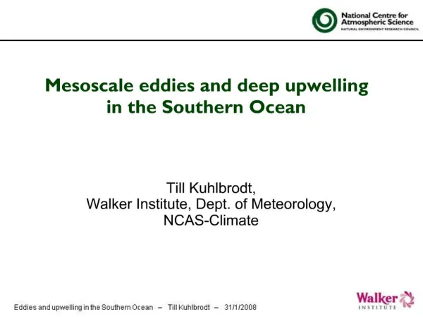 Mesoscale eddies and deep upwelling in the Southern Ocean