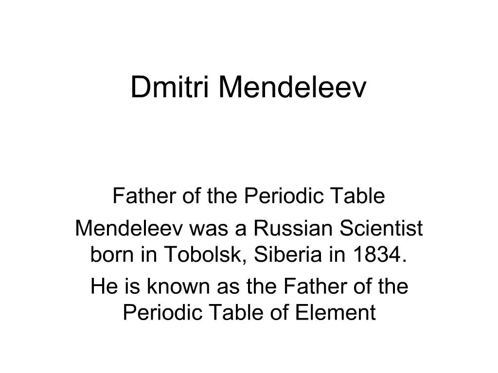 dmitri mendeleev father
