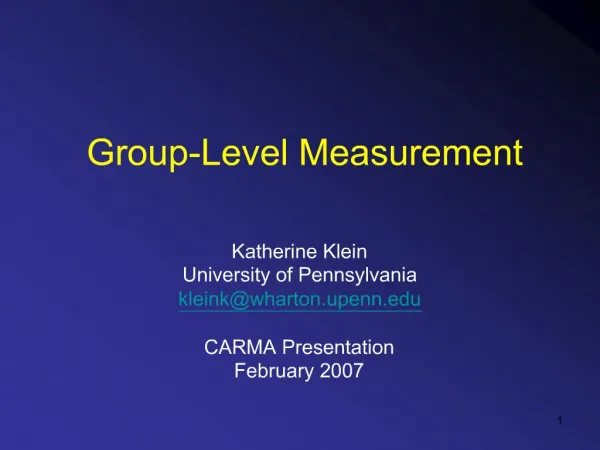 Group-Level Measurement