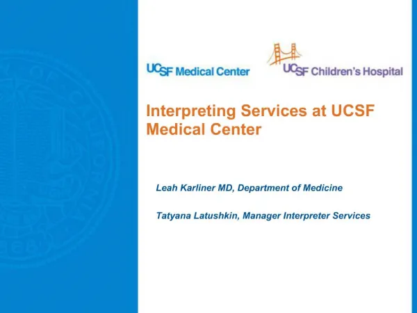Interpreting Services at UCSF Medical Center