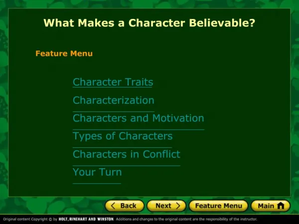 What Makes a Character Believable