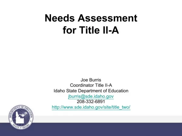 Needs Assessment for Title II-A