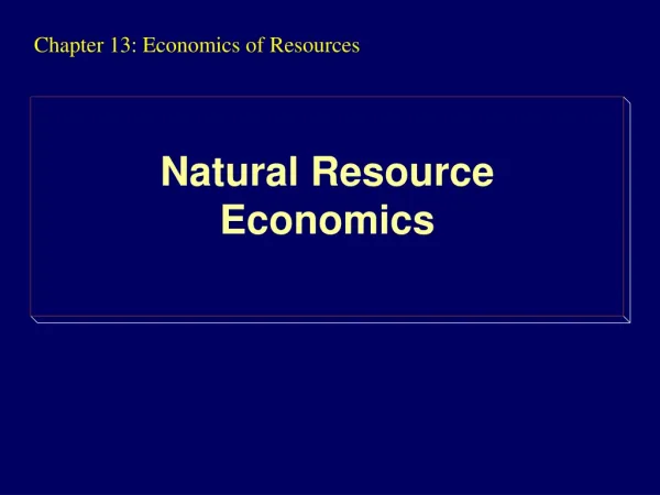 Chapter 13: Economics of Resources