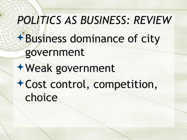 Politics As Business