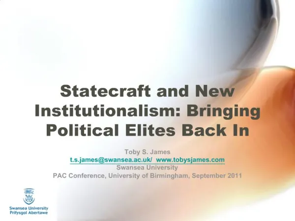 Statecraft and New Institutionalism: Bringing Political Elites Back In