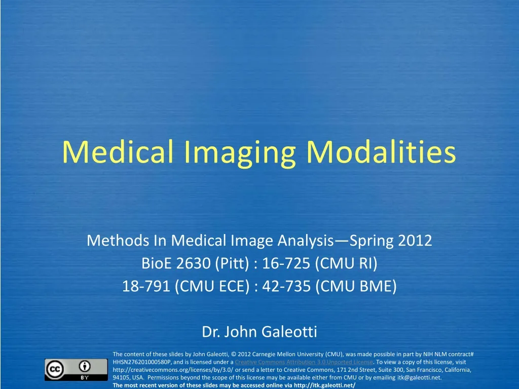 medical imaging modalities