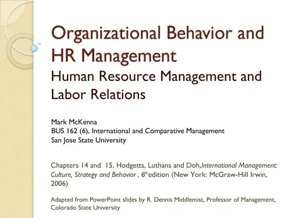 Organizational Behavior and HR Management