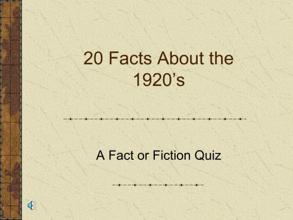 20 Facts About the 1920 s