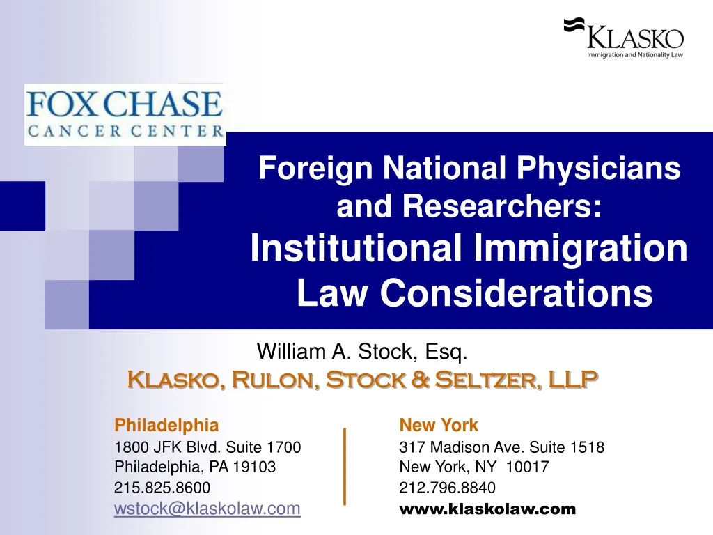 foreign national physicians and researchers institutional immigration law considerations