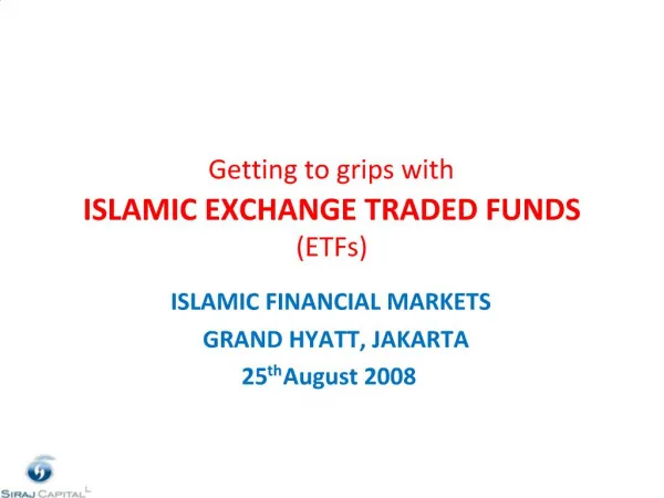 Getting to grips with ISLAMIC EXCHANGE TRADED FUNDS ETFs