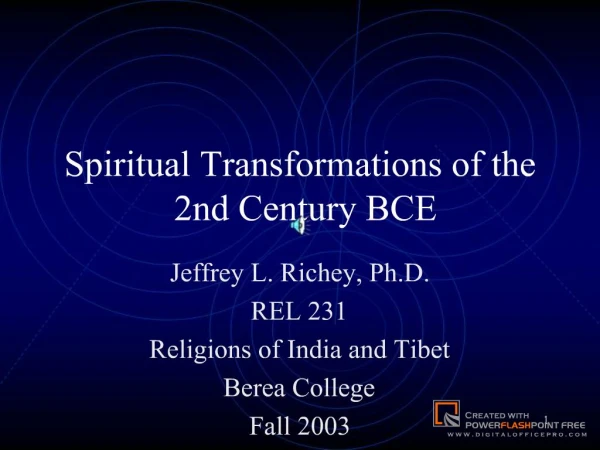 Spiritual Transformations of the 2nd Century BCE