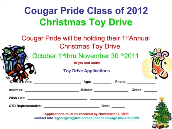 Cougar Pride Class of 2012 Christmas Toy Drive