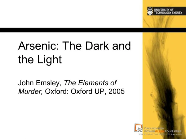 Arsenic: The Dark and the LightJohn Emsley