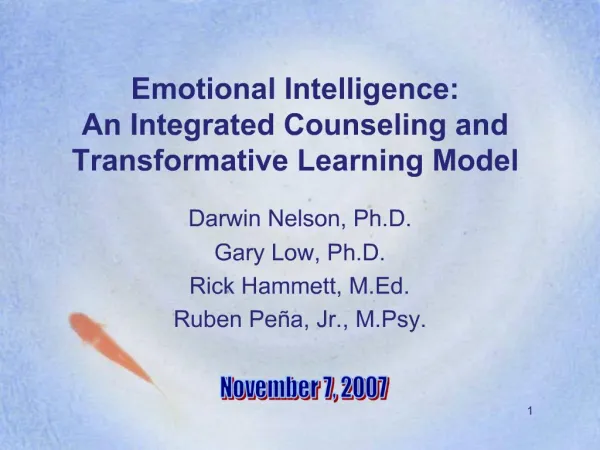 Emotional Intelligence: An Integrated Counseling and Transformative Learning Model