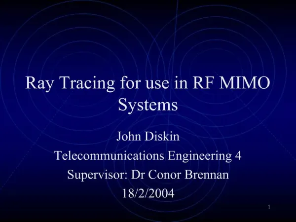 Ray Tracing for use in RF MIMO Systems
