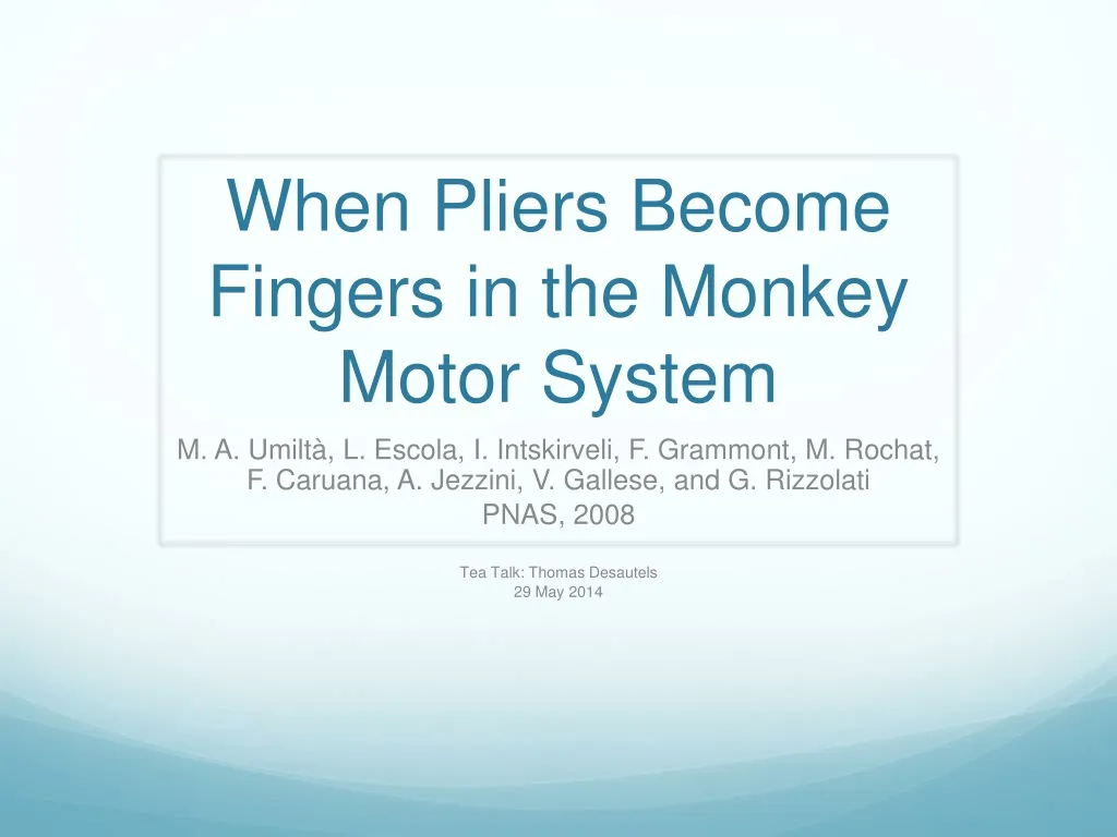 when pliers become fingers in the monkey motor system