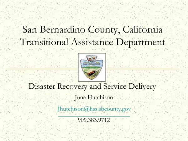 San Bernardino County, California Transitional Assistance Department