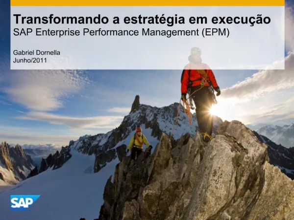 Transformando a estrat gia em execu o SAP Enterprise Performance Management EPM