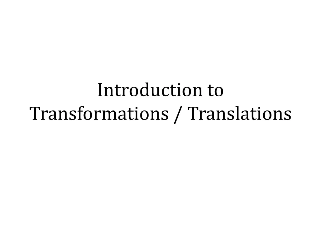introduction to transformations translations