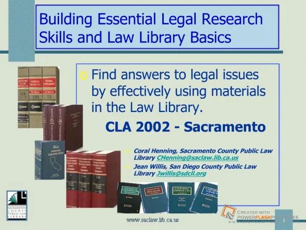 Building Essential Legal Research Skills and Law Library Basics