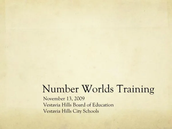 Number Worlds Training