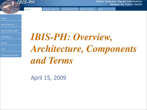 IBIS-PH: Overview, Architecture, Components and Terms