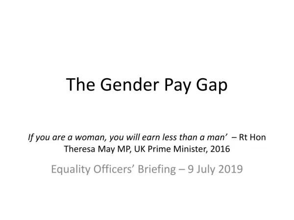 Equality Officers’ Briefing – 9 July 2019