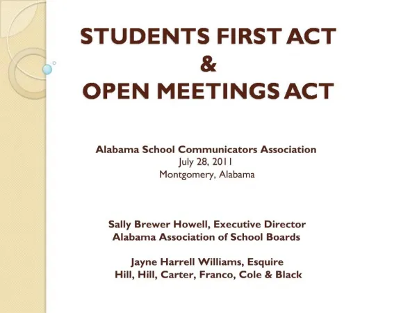 STUDENTS FIRST ACT OPEN MEETINGS ACT