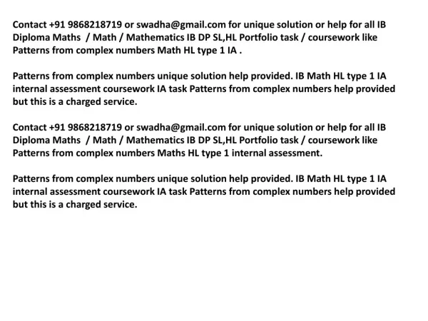 PATTERNS FROM COMPLEX NUMBERS IB Math HL portfolio MATHS ia
