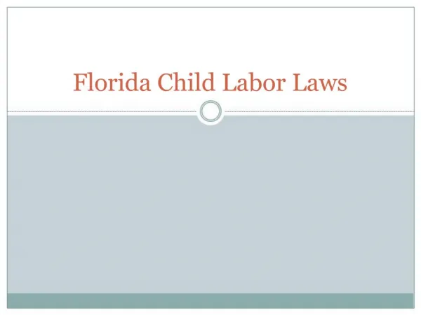 Florida Child Labor Laws