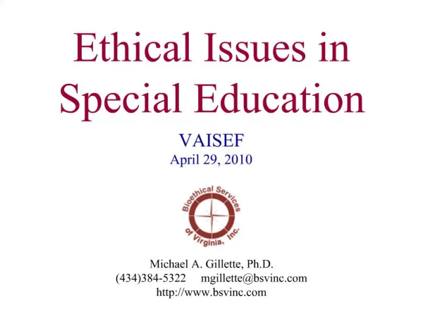 Ethical Issues in Special Education