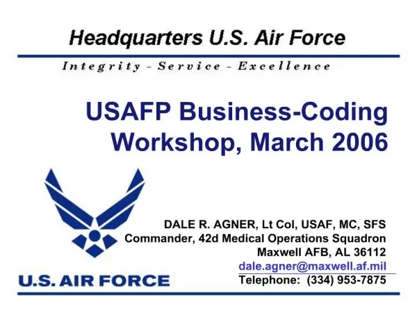 USAFP Business-Coding Workshop, March 2006