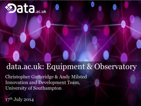 data.ac.uk : Equipment &amp; Observatory