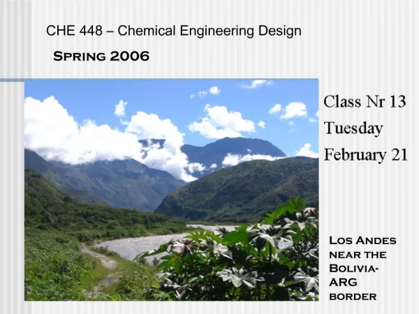 CHE 448 Chemical Engineering Design
