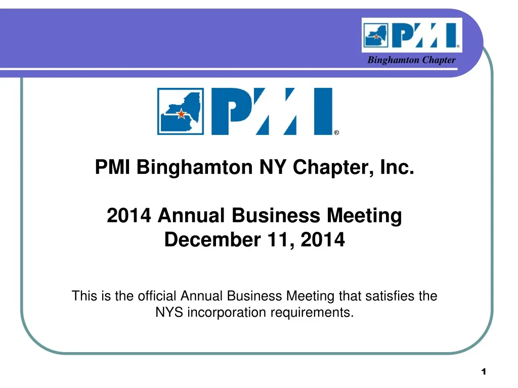pmi binghamton ny chapter inc 2014 annual