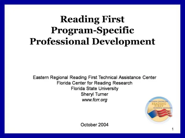 Reading First Program-Specific Professional Development