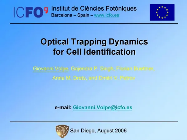 Optical Trapping Dynamics for Cell Identification
