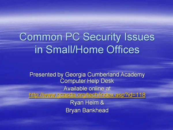 Common PC Security Issues in Small