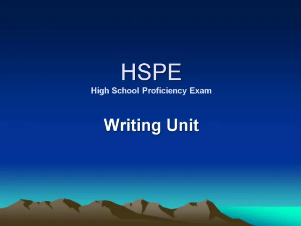 HSPE High School Proficiency Exam