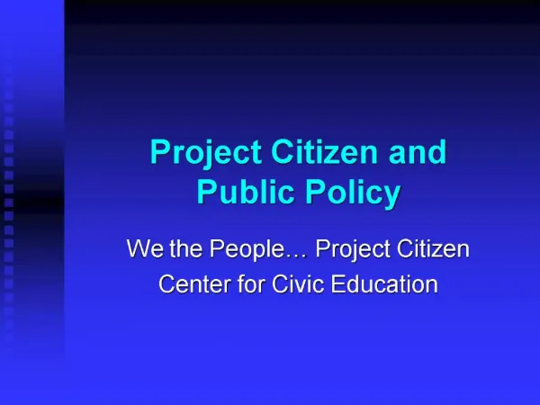 Project Citizen and Public Policy