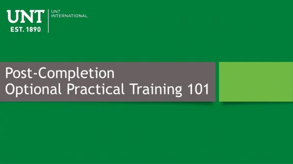 Post-Completion Optional Practical Training 101