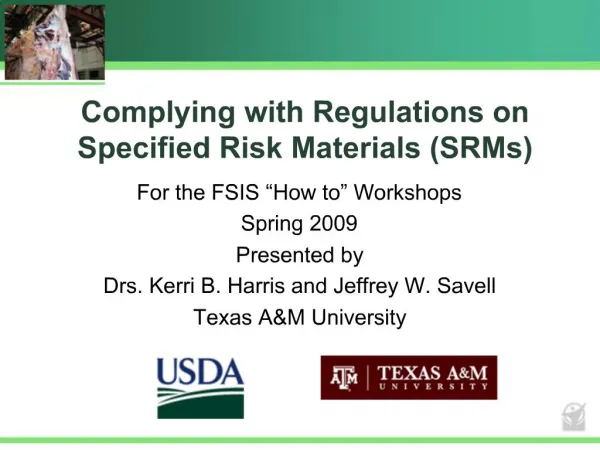 Complying with Regulations on Specified Risk Materials SRMs