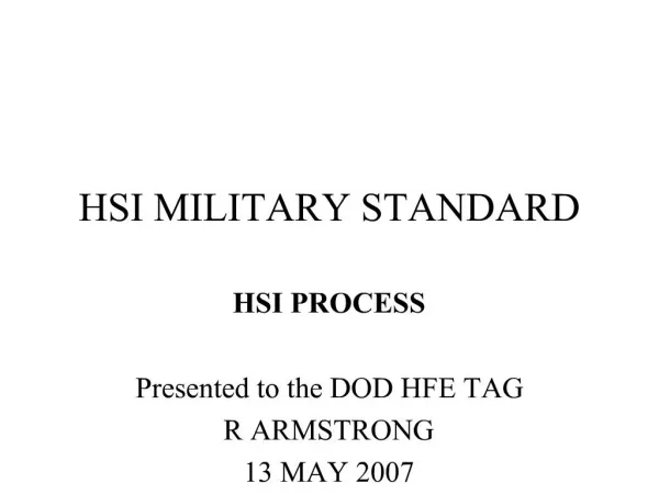 HSI MILITARY STANDARD