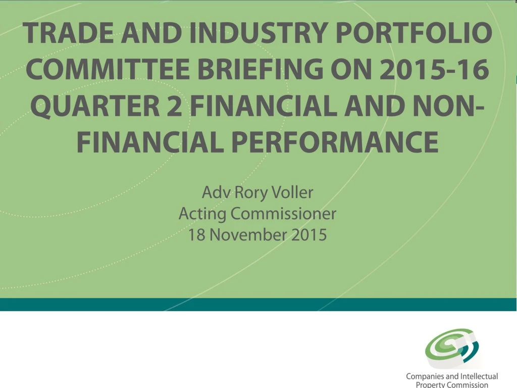 trade and industry portfolio committee briefing