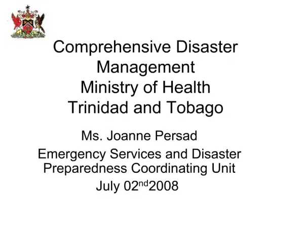Comprehensive Disaster Management Ministry of Health Trinidad and Tobago