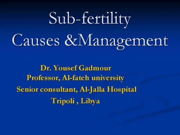 Sub-fertility Causes Management