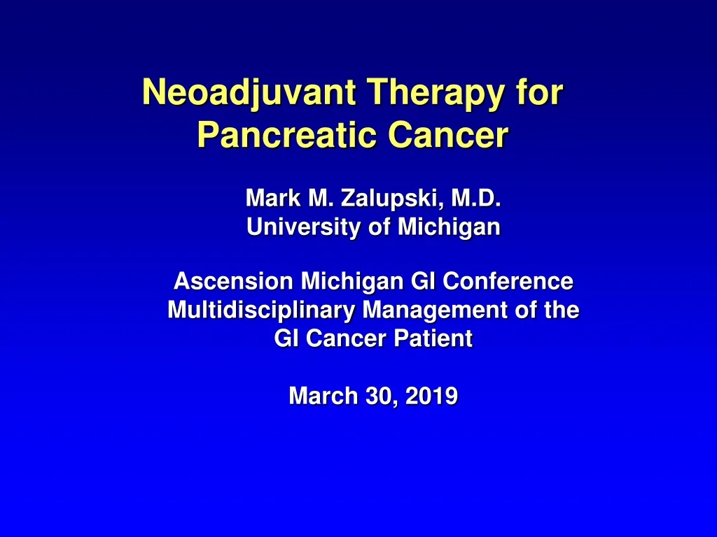 neoadjuvant therapy for pancreatic cancer